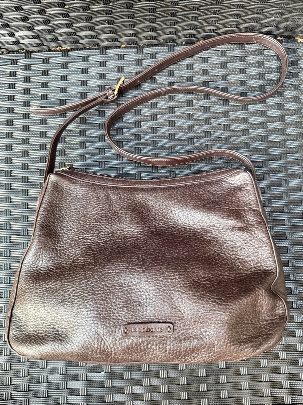 Rare Vintage 1990s Leather Co. by Liz Claiborne Brown Pebbled Leather Bag